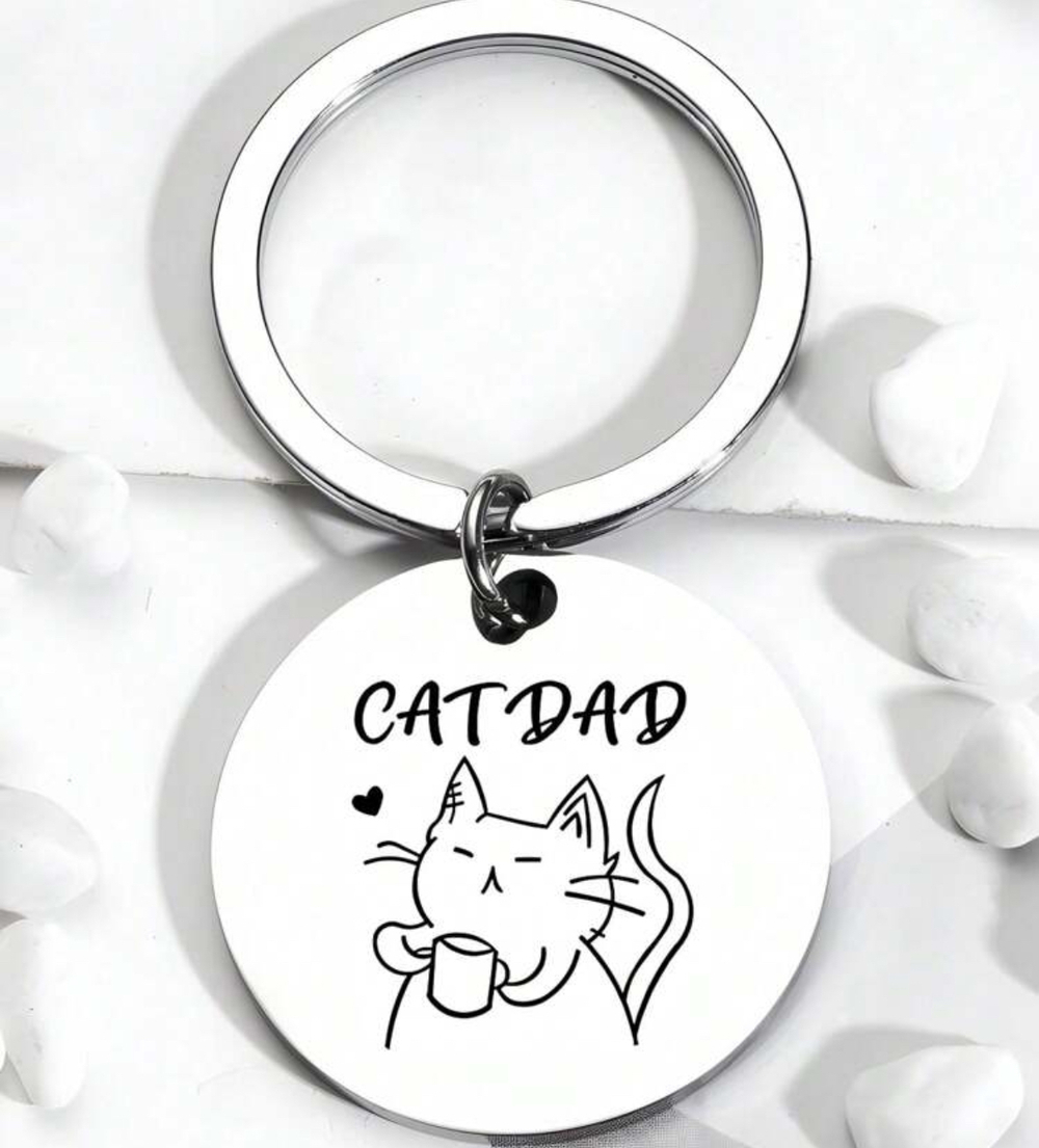 3/$25 Cat Dad Stainless Steel Keychain NEW